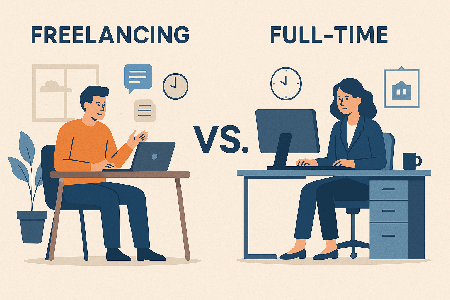 Comparativa visual entre freelancer remoto y equipo de agencia trabajando en outreach